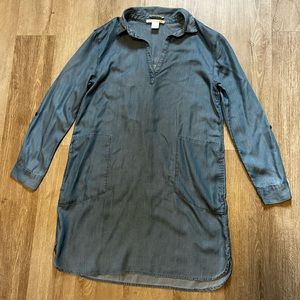 C&C California Jean shirt dress  100% lyocel long roll tab sleeves MED